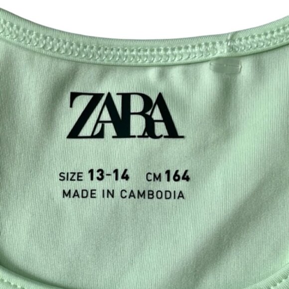 ZARA Junior Crop Top Racerback Athletic Sports Bra Mint Green Size 13/14 NWOT - Picture 4 of 8